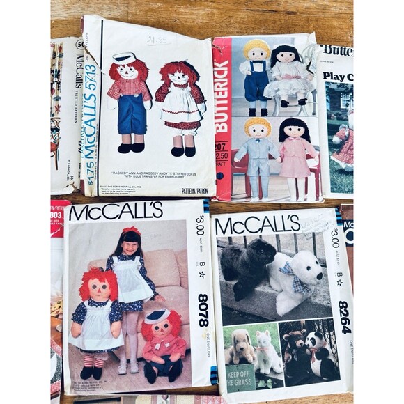 Lot of 11 Vintage Sewing Patterns‎ Most 1960s 1970s 1980s Craft Dolls Decor - Picture 3 of 5